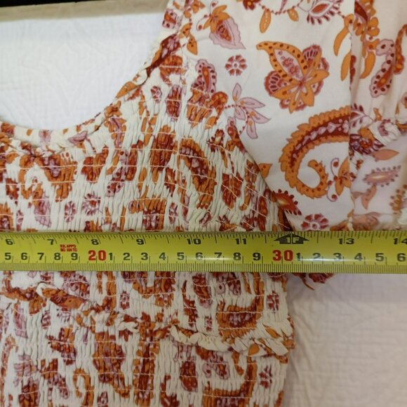 Hollister Maxi Dress Small Smocked Paisley Puff Sleeve Womens - Picture 10 of 10
